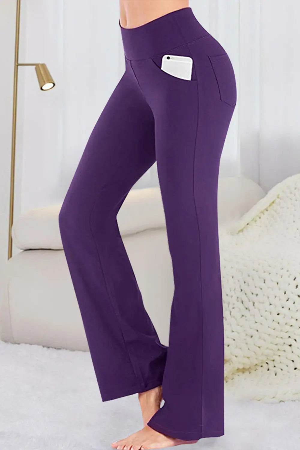 Pocketed High Waist Active Pants - Velveta Studio
