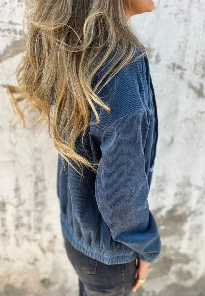 Pocketed Zip Up Long Sleeve Hooded Jacket - Velveta Studio