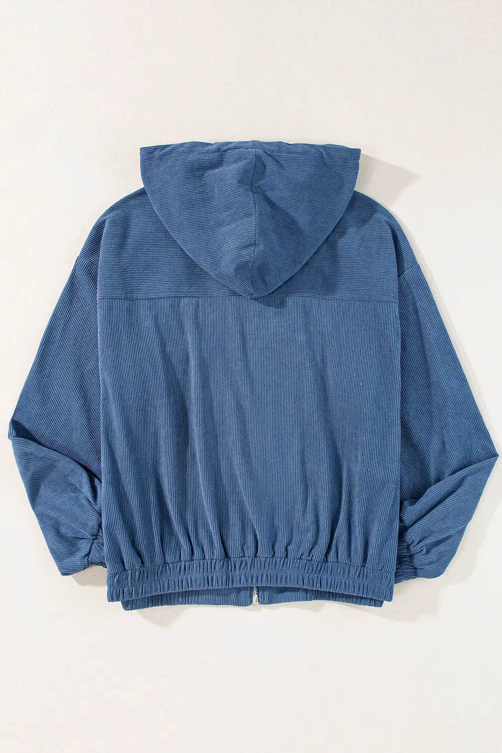 Pocketed Zip Up Long Sleeve Hooded Jacket - Velveta Studio