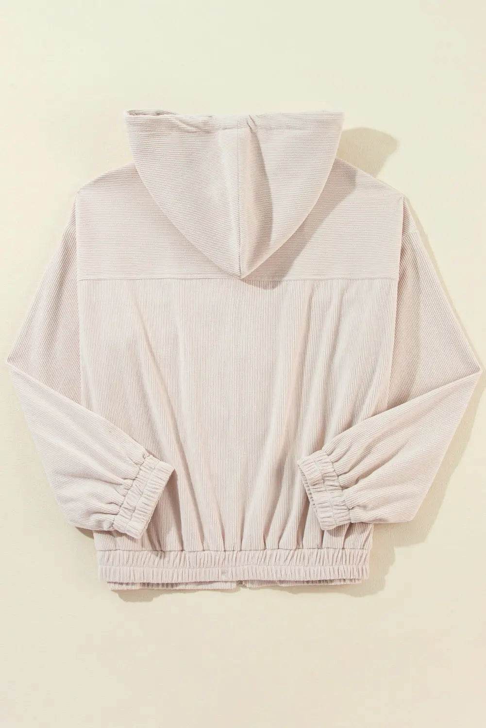 Pocketed Zip Up Long Sleeve Hooded Jacket - Velveta Studio