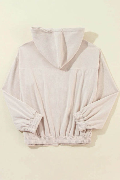 Pocketed Zip Up Long Sleeve Hooded Jacket - Velveta Studio