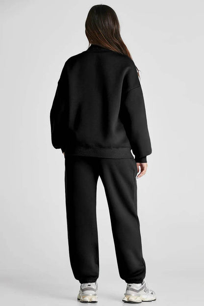 Quarter Zip Long Sleeve Top and Pants Set - Velveta Studio
