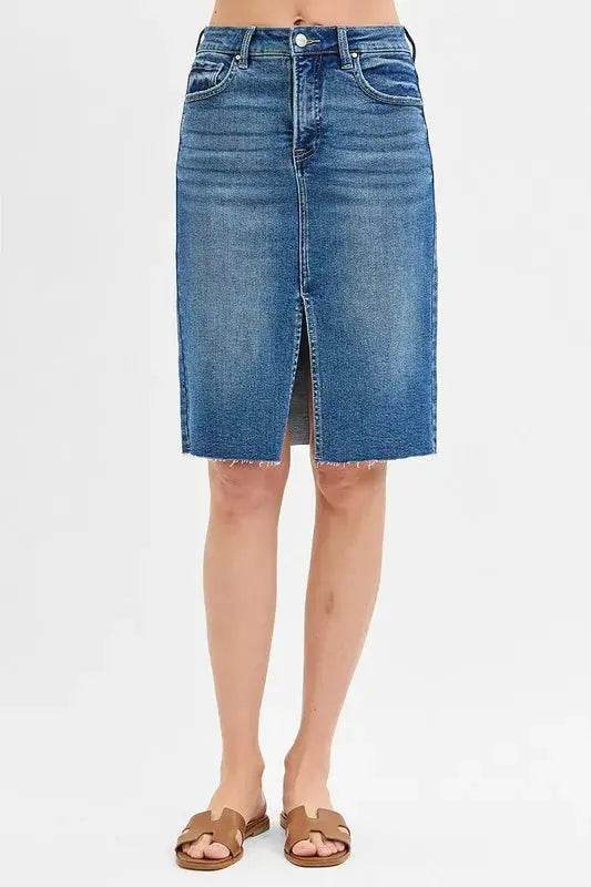 RISEN High Rise Front Slit Pencil Skirts - Velveta Studio