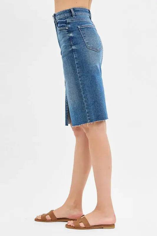RISEN High Rise Front Slit Pencil Skirts - Velveta Studio