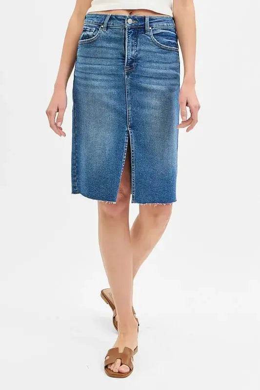 RISEN High Rise Front Slit Pencil Skirts - Velveta Studio