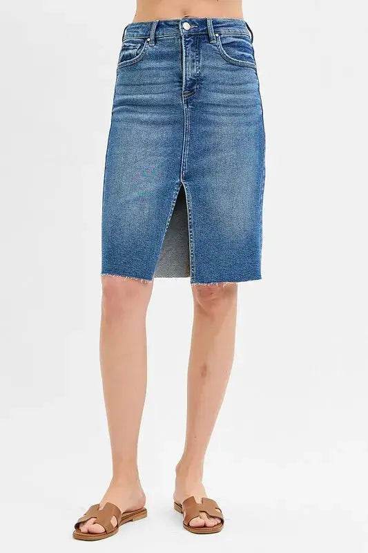 RISEN High Rise Front Slit Pencil Skirts - Velveta Studio