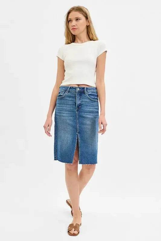 RISEN High Rise Front Slit Pencil Skirts - Velveta Studio