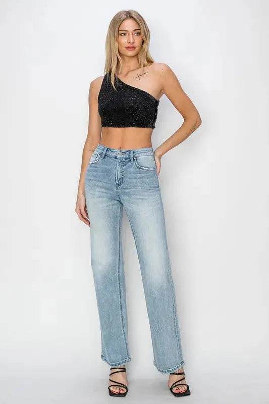 RISEN High Rise Straight Jeans - Velveta Studio
