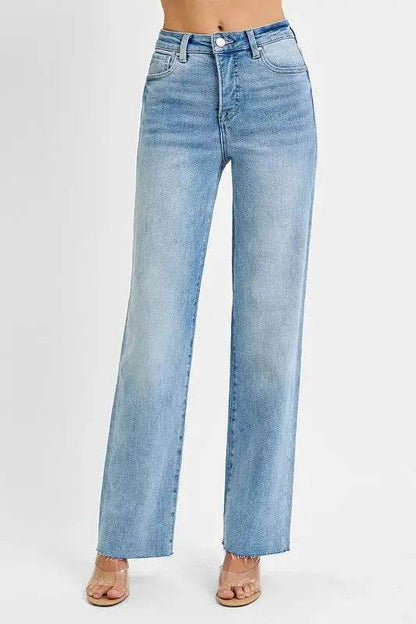 RISEN Tummy Control Rise Straight Jeans - Velveta Studio