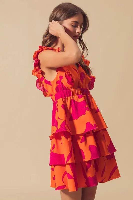 SO ME Floral V Neck Layered Dress with Elasticized Waist - Velveta Studio