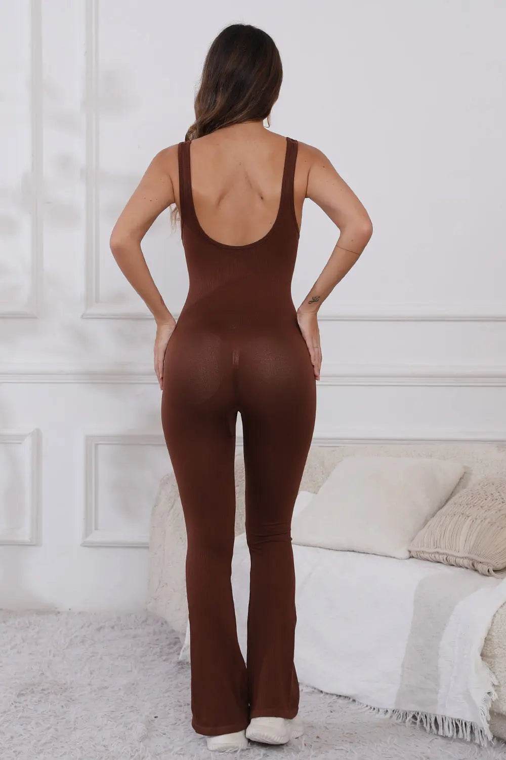 Scoop Neck Wide Strap Active Jumpsuit - Velveta Studio