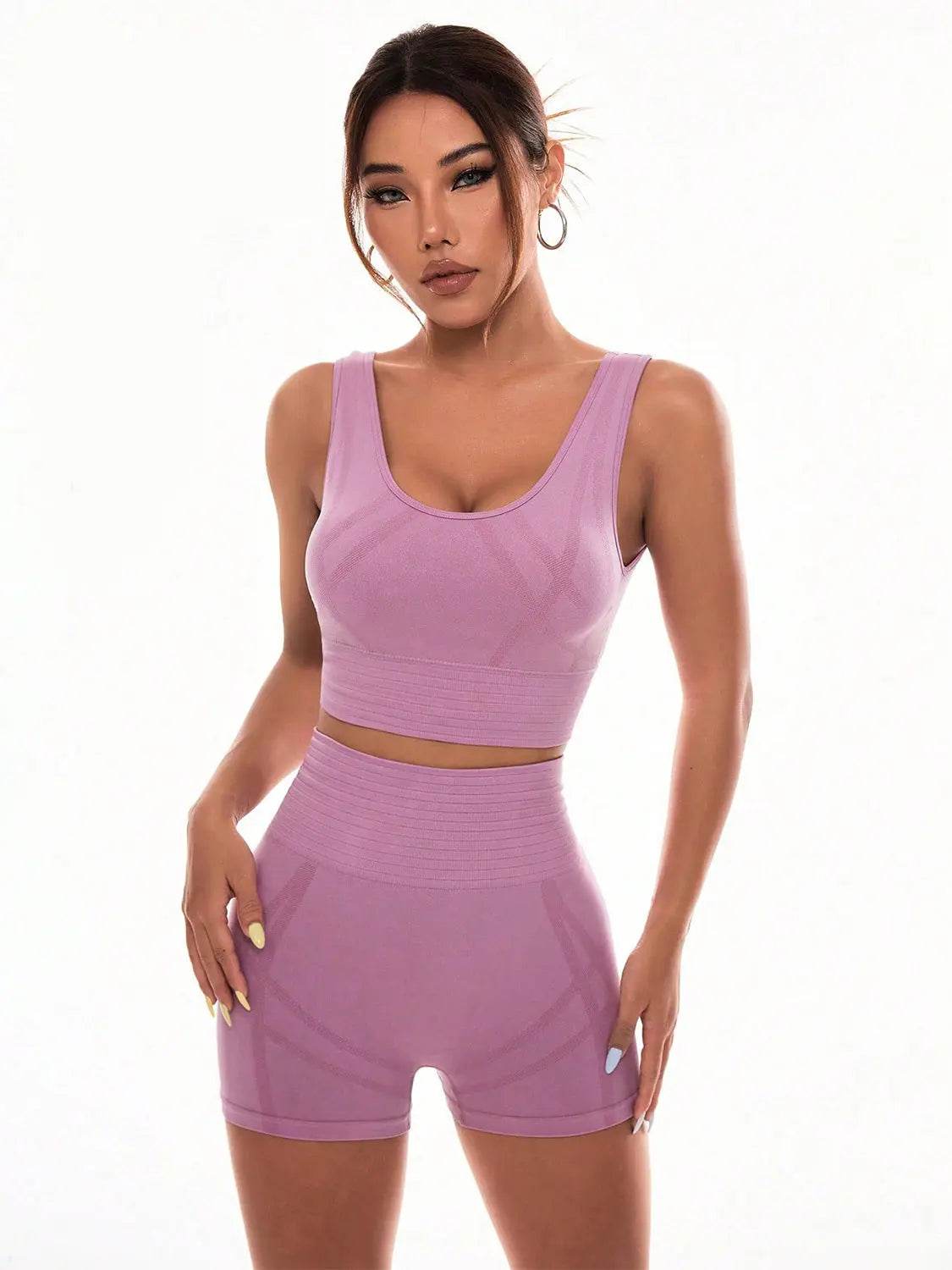 Scoop Neck Wide Strap Top and Shorts Active Set - Velveta Studio