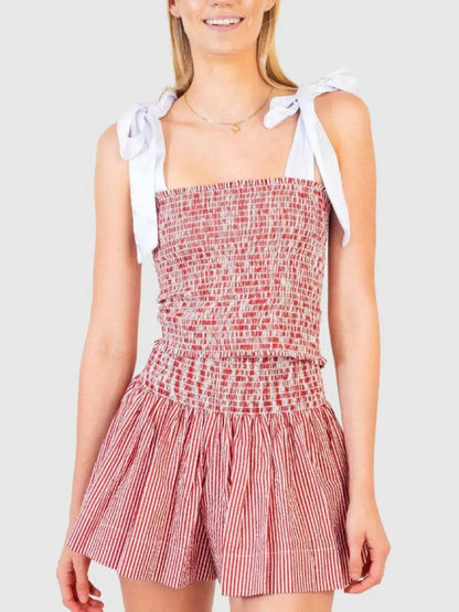 Smocked Tie Shoulder Cami and Shorts Set - Velveta Studio