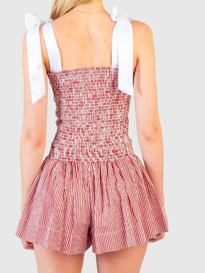 Smocked Tie Shoulder Cami and Shorts Set - Velveta Studio