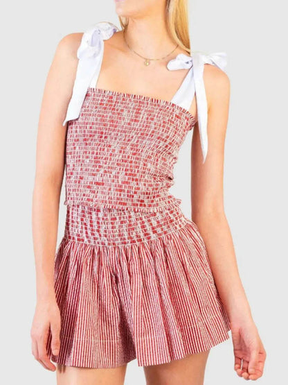 Smocked Tie Shoulder Cami and Shorts Set - Velveta Studio