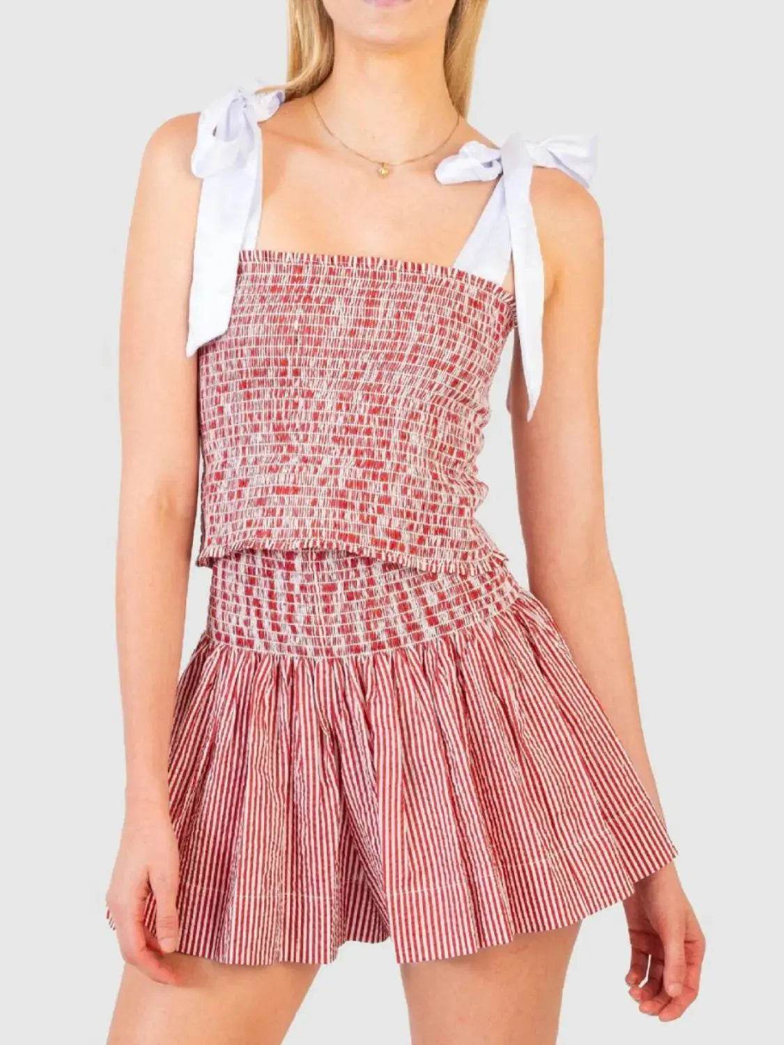 Smocked Tie Shoulder Cami and Shorts Set - Velveta Studio