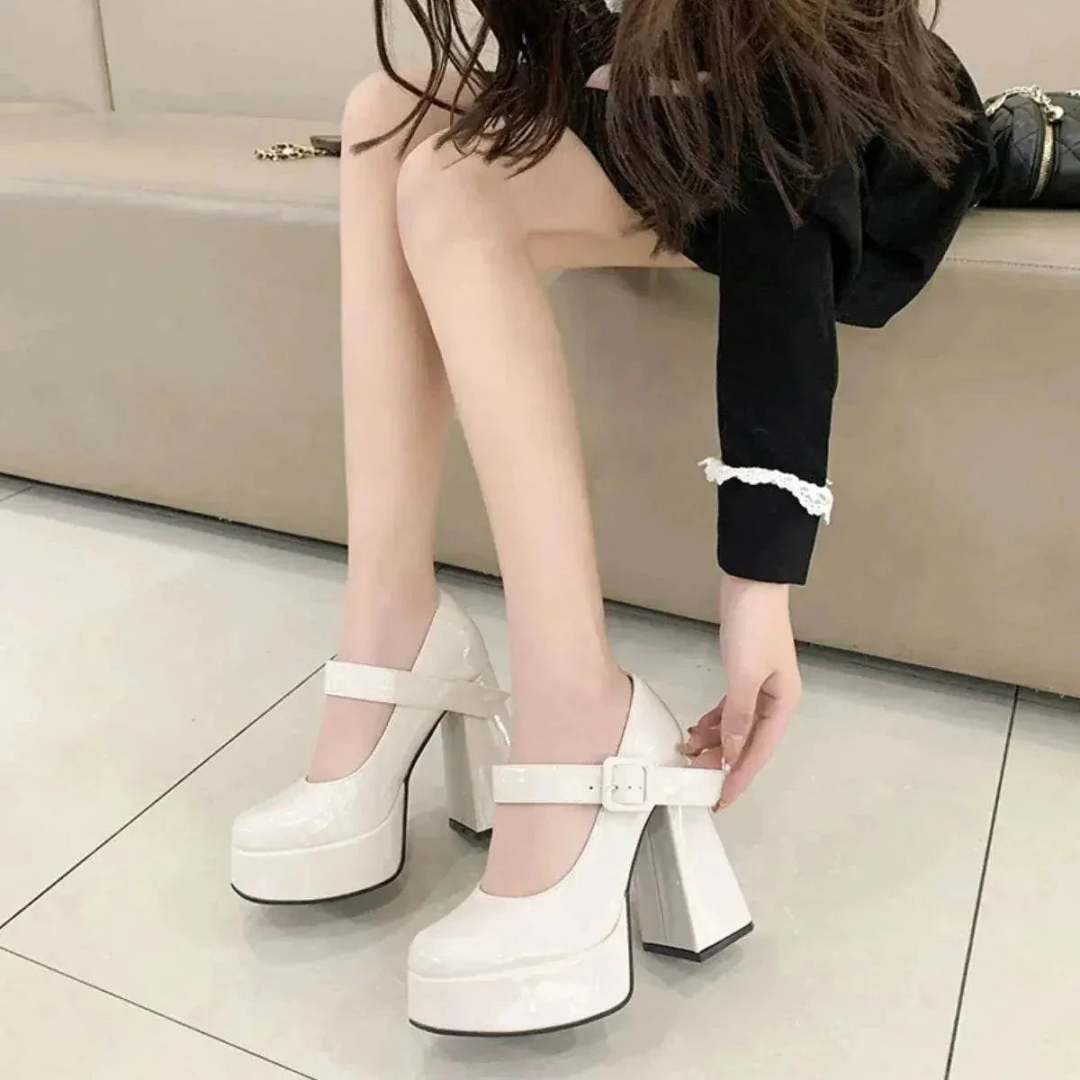 Square Toe Block Heels Pumps - Velveta Studio
