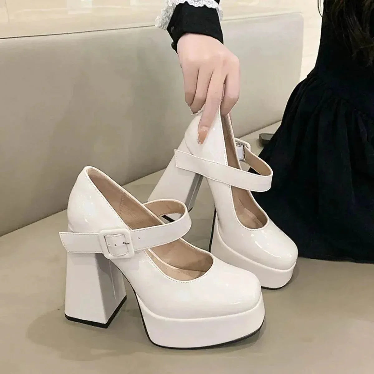 Square Toe Block Heels Pumps - Velveta Studio