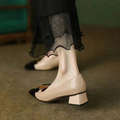 Square Toe Block Heels Slip-Ons - Velveta Studio