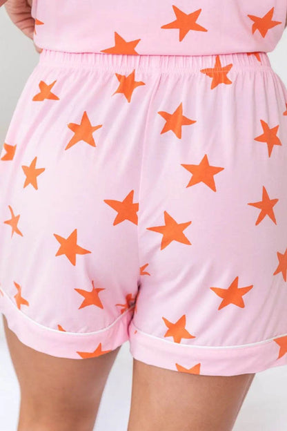 Star Print Short Sleeve Shirt and Shorts Set - Velveta Studio