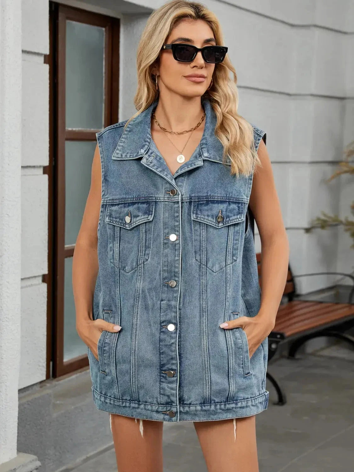 US Flag Button Up Denim Jacket