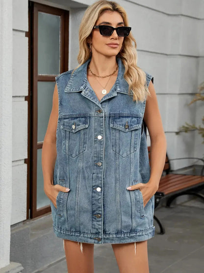 US Flag Button Up Denim Jacket