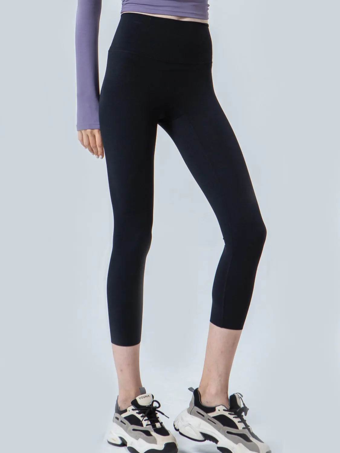 Wide Waistband Cropped Sports Leggings - Velveta Studio