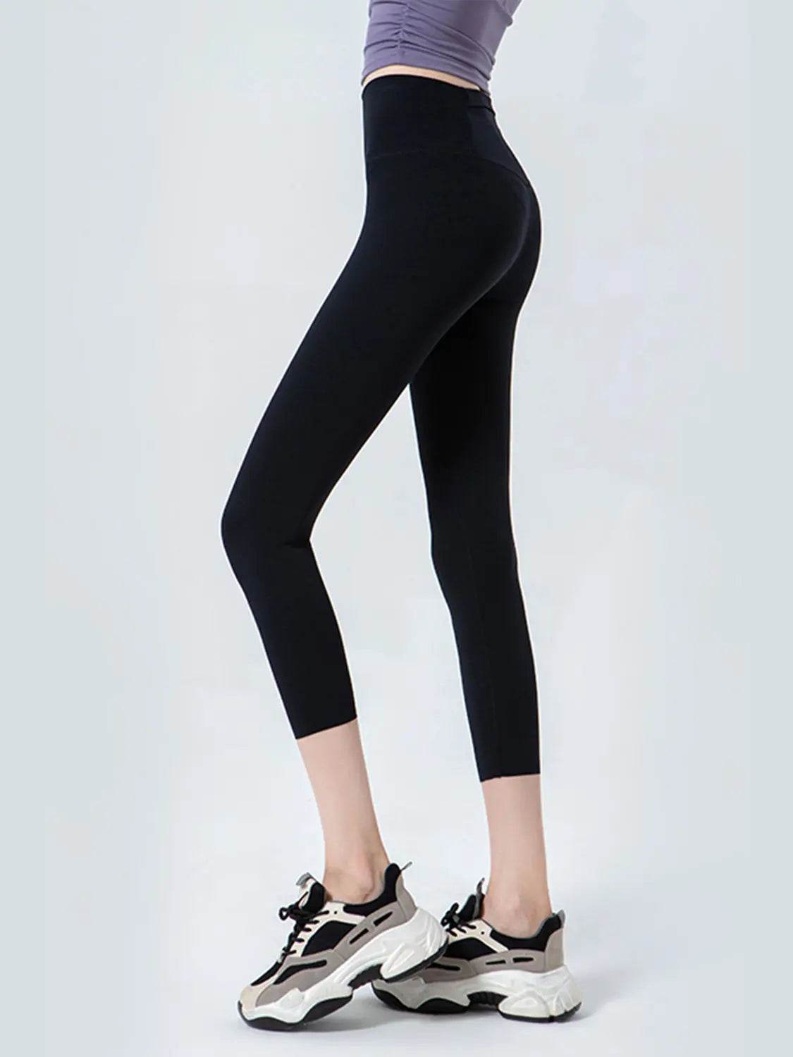 Wide Waistband Cropped Sports Leggings - Velveta Studio