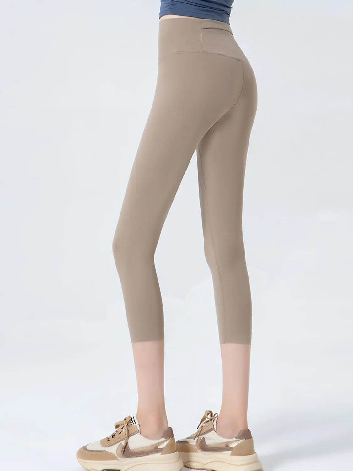 Wide Waistband Cropped Sports Leggings - Velveta Studio