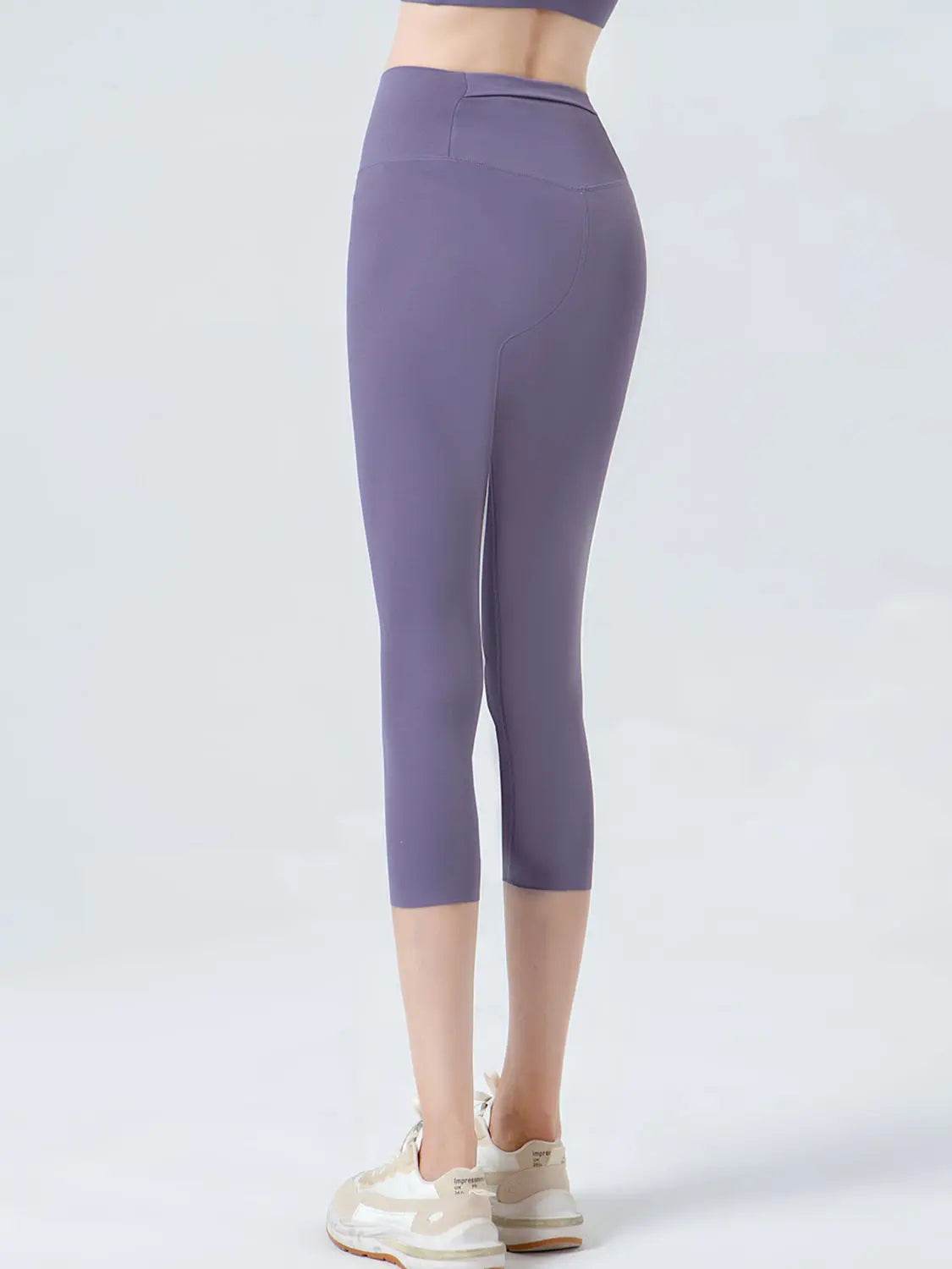 Wide Waistband Cropped Sports Leggings - Velveta Studio