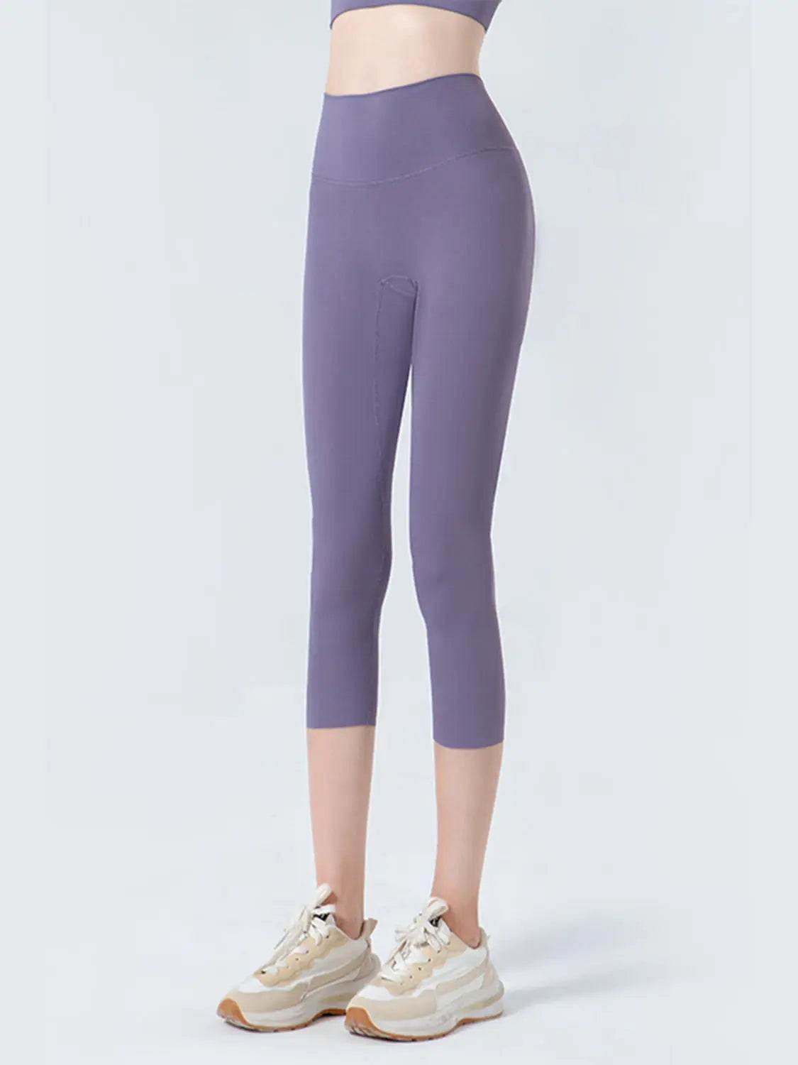 Wide Waistband Cropped Sports Leggings - Velveta Studio