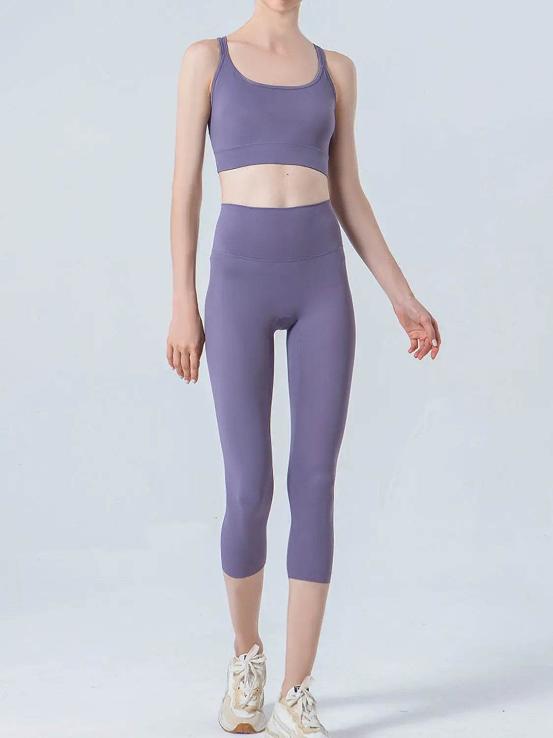 Wide Waistband Cropped Sports Leggings - Velveta Studio