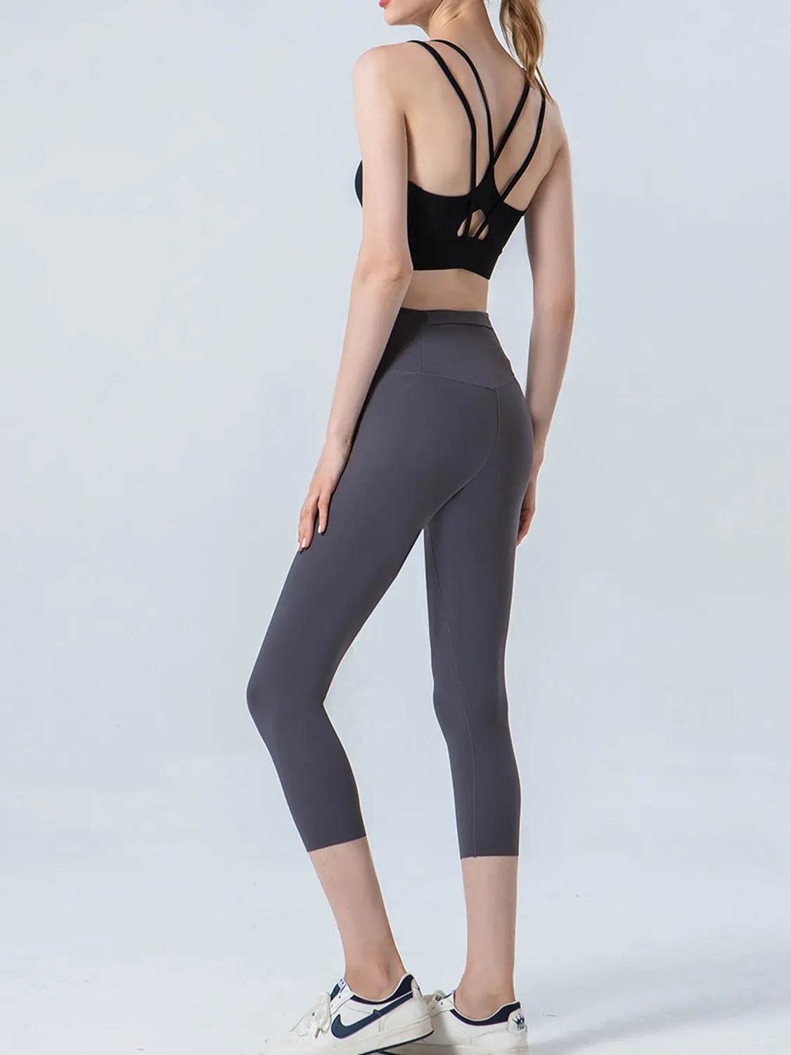 Wide Waistband Cropped Sports Leggings - Velveta Studio