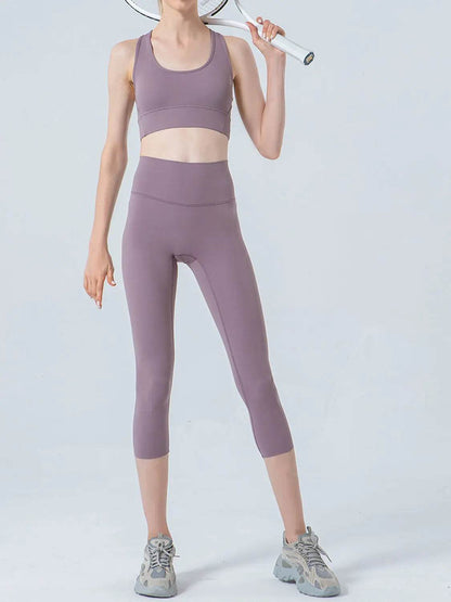 Wide Waistband Cropped Sports Leggings - Velveta Studio