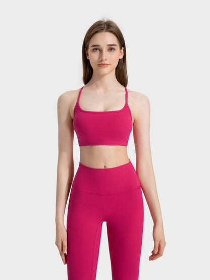 Millennia Crisscross Back Scoop Neck Active Cami with Detachable Chest Pads - Velveta Studio