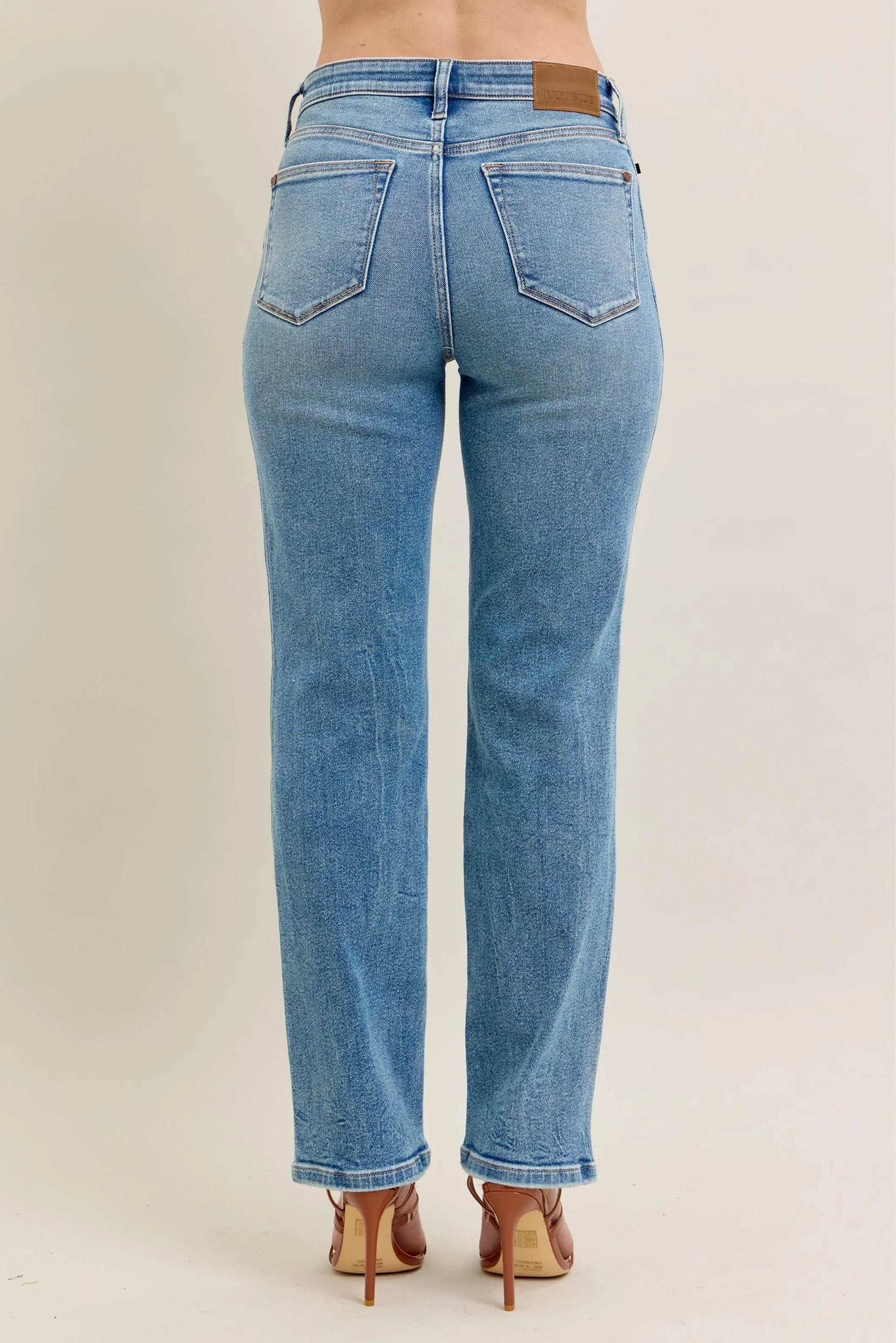 Full Size Hw Vintage Straight Jeans Plus Size - Velveta Studio
