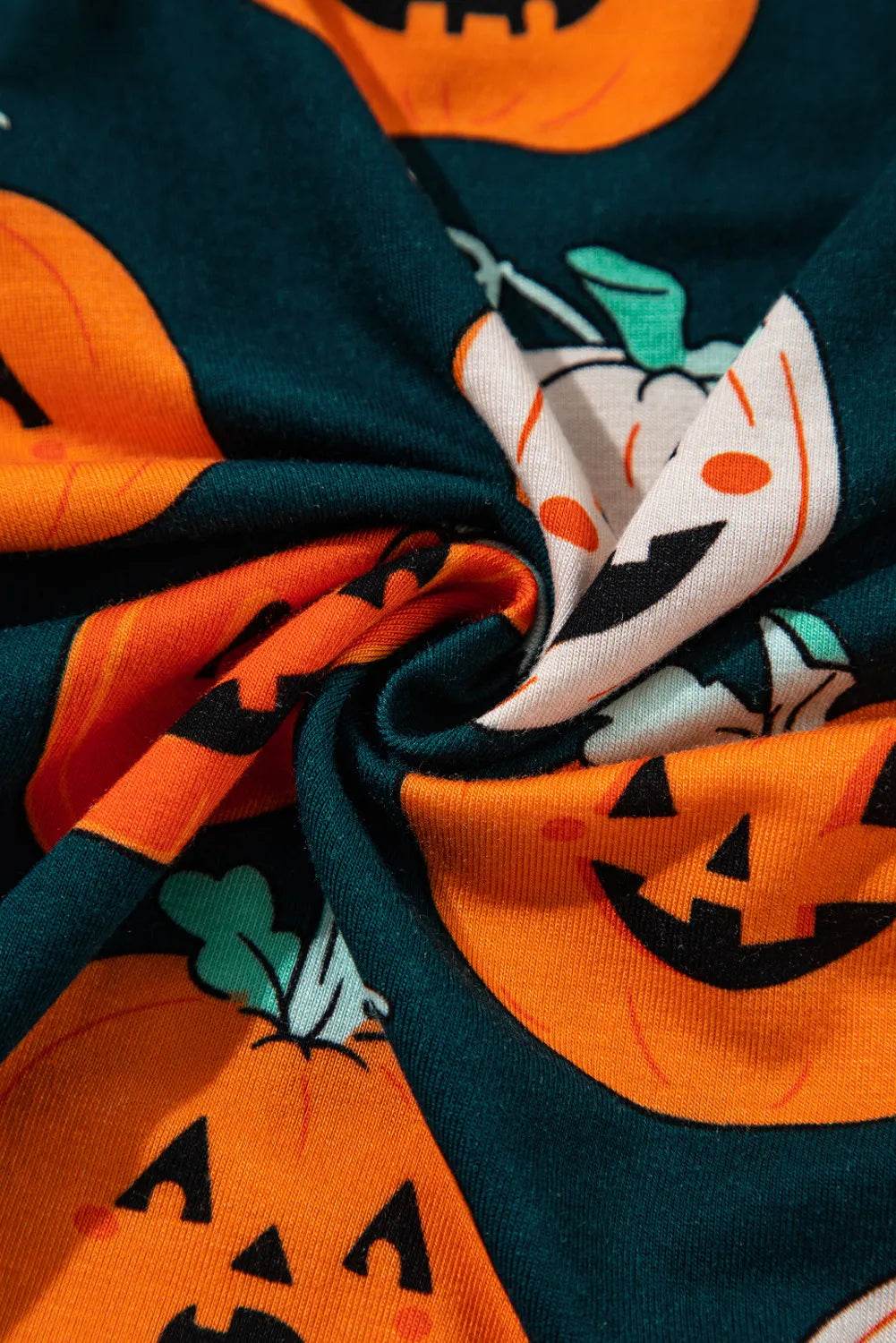 Pumpkin Printed Short Sleeve Top and Pants Lounge Set - Velveta Studio