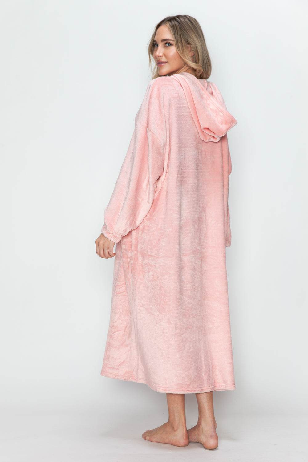 Double Take Full Size Pocketed Hooded Midi Lounge Dress - Velveta Studio