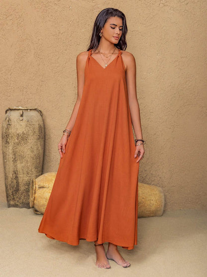 Ruched Twisted Back Sleeveless Maxi Cami Dress - Velveta Studio