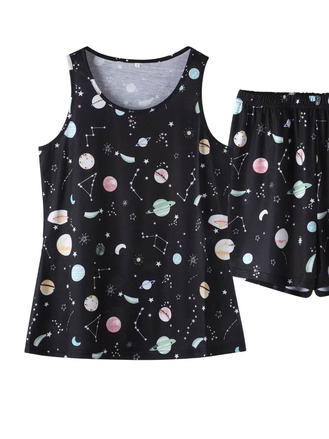 Printed Round Neck Top and Shorts Lounge Set - Velveta Studio