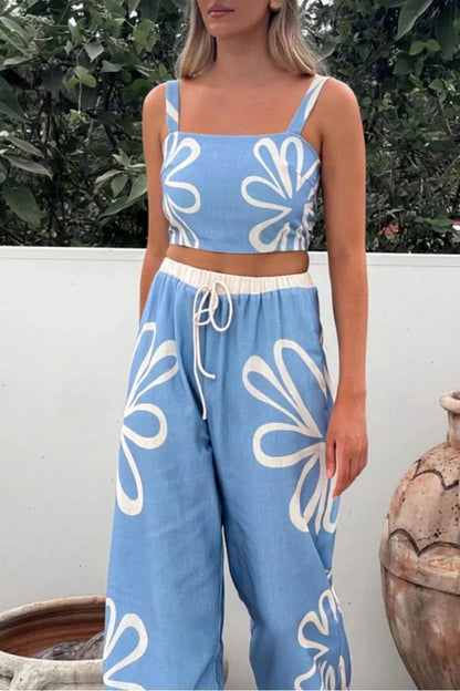 Smocked Square Neck Cami and Pants Set - Velveta Studio