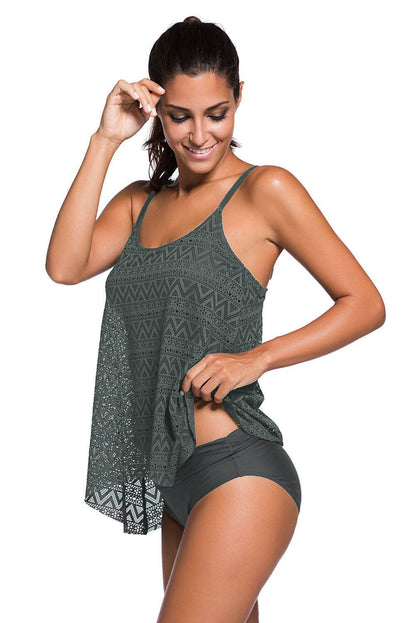 Full Size Spaghetti Strap Scoop Neck Tankini Set - Velveta Studio
