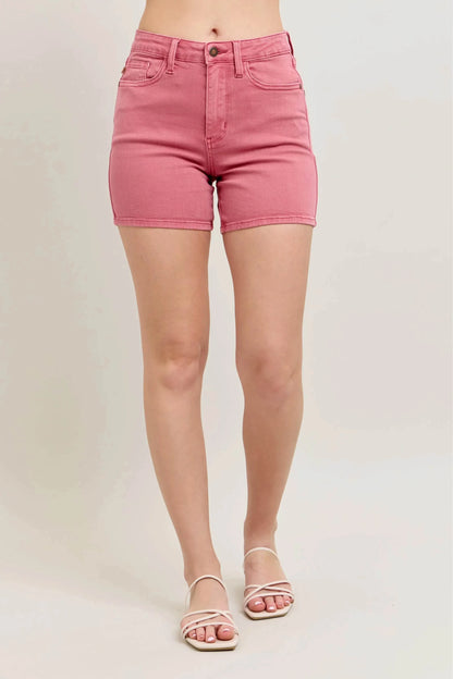 High-Waisted Pink Denim Shorts for Women - Velveta Studio