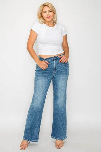 bytos Full Size Cat's Whiskers Mid Rise Bootcut Jeans - Velveta Studio