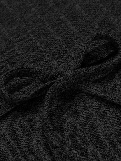 Tied Solid Lounge Nightgown with Pockets - Velveta Studio