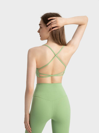 Millennia Crisscross Back Scoop Neck Active Cami with Detachable Chest Pads - Velveta Studio