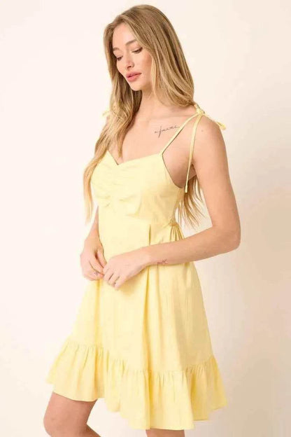 Mittoshop Ruched Detail Spaghetti Tie Mini Dress - Velveta Studio