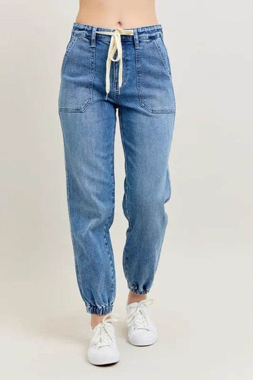 Judy Blue Full Size High Waist Denim Jogger Plus Size - Velveta Studio