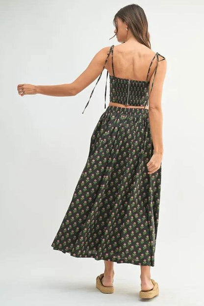 MABLE Floral Crop Top and Skirt Set - Velveta Studio