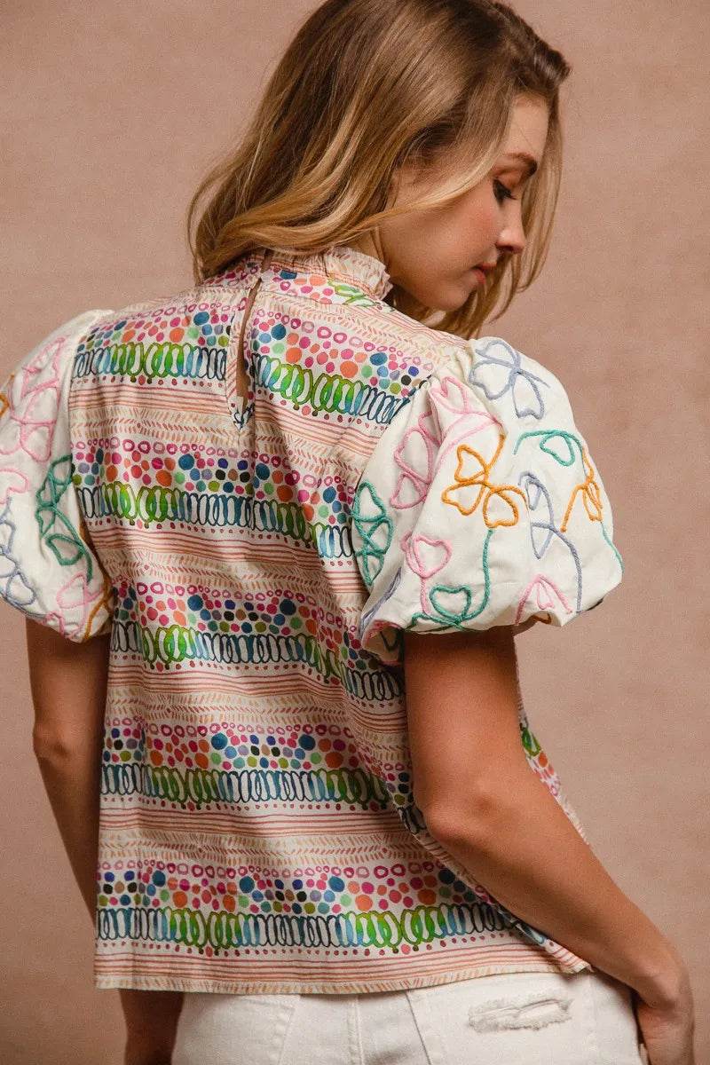 Bohemian Embroidered Blouse - Velveta Studio